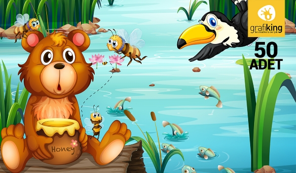 50 Adet Hayvanlar Alemi Poster,Arkaplan EPS/AI