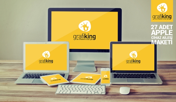 27 Adet Apple Cihaz Ailesi / iPhone, iPad, MacBook ve iMac Mock-Up
