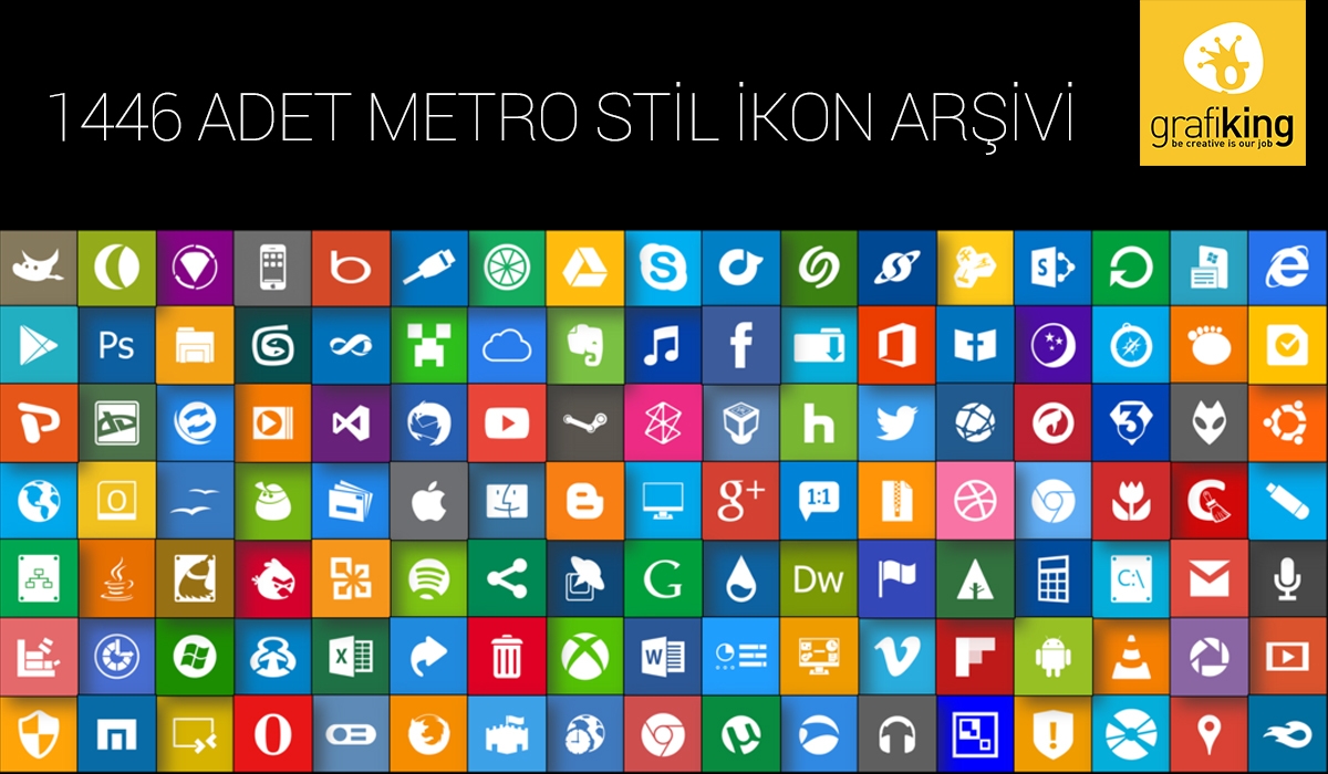 1446 Adet Windows 8 Metro Stil Flat İkon Arşivi PNG