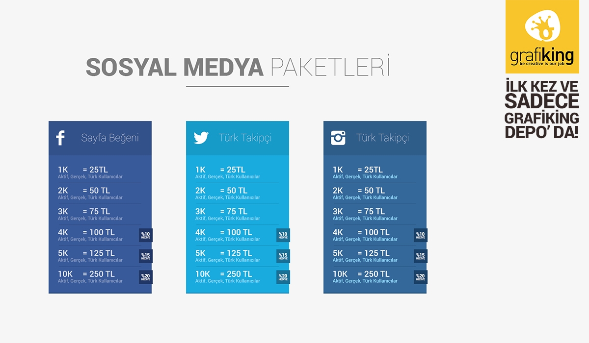 3 Adet Flat Takipçi Fiyatlandırma Paketi PSD