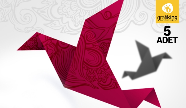 5 Adet Origami Kuşlar EPS